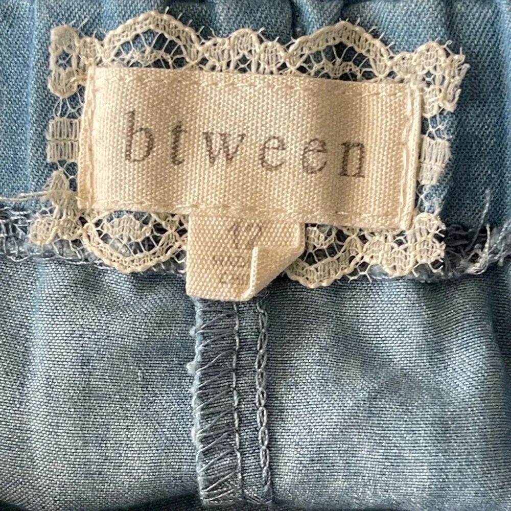 btween 2-Piece Outfit Girls 12 Floral Peplum Top Wide Leg Chambray Pants Blue